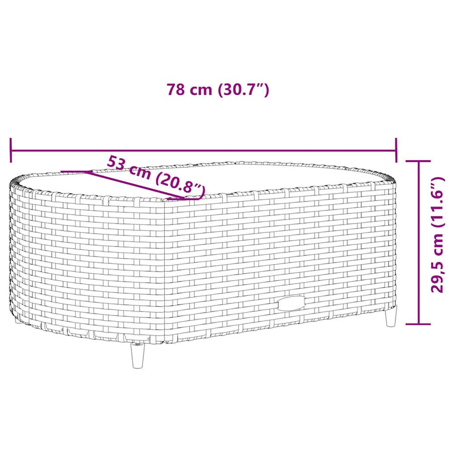 Loungeset Met Kussens Poly Rattan Bruin en crème