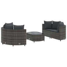 5-delige Loungeset met kussens poly rattan grijs