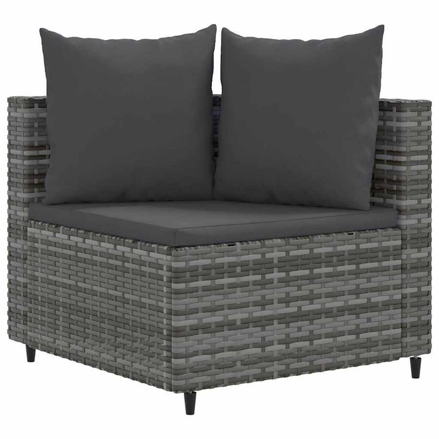 5-delige Loungeset met kussens poly rattan grijs