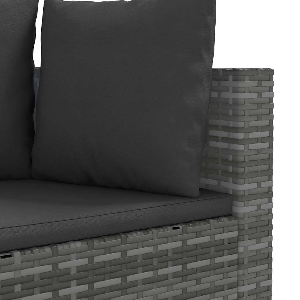5-delige Loungeset met kussens poly rattan grijs
