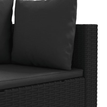 5-delige Loungeset met kussens poly rattan zwart