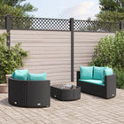 5-delige Loungeset met kussens poly rattan zwart