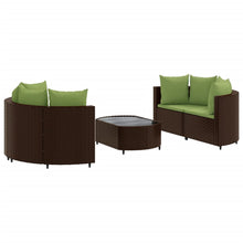 5-delige Loungeset met kussens poly rattan bruin