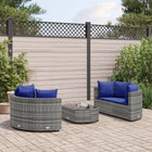 5-delige Loungeset met kussens poly rattan grijs