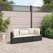 Loungeset 3-delig poly rattan zwart