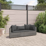 Loungeset 3-delig poly rattan grijs