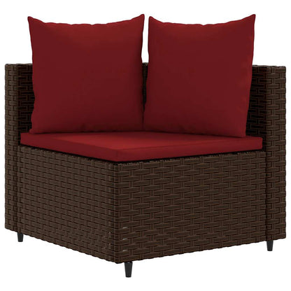3-delige Loungeset met kussens poly rattan bruin