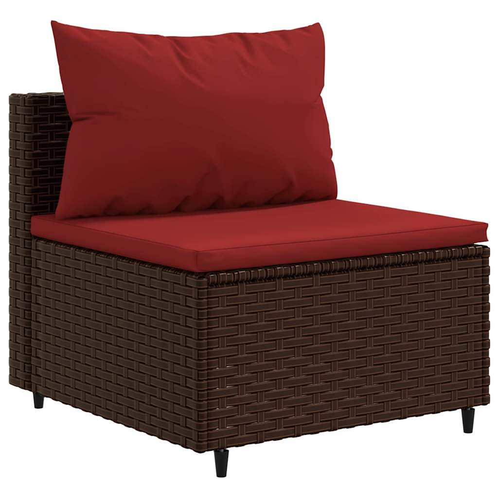 3-delige Loungeset met kussens poly rattan bruin