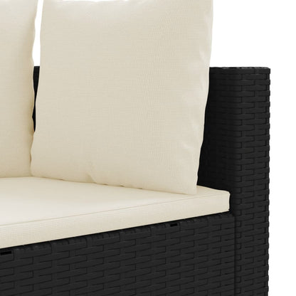 4-delige Loungeset met kussens poly rattan zwart