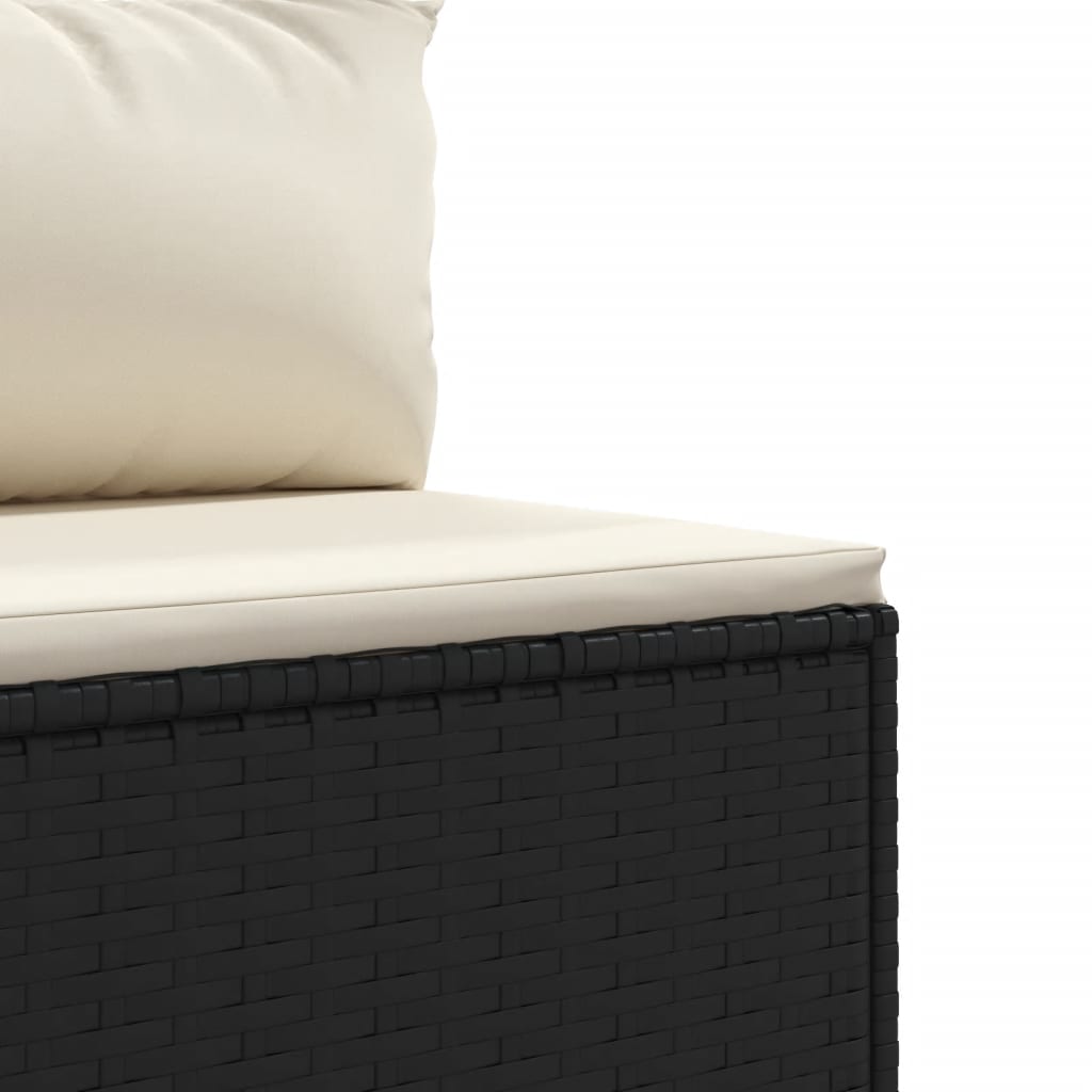4-delige Loungeset met kussens poly rattan zwart