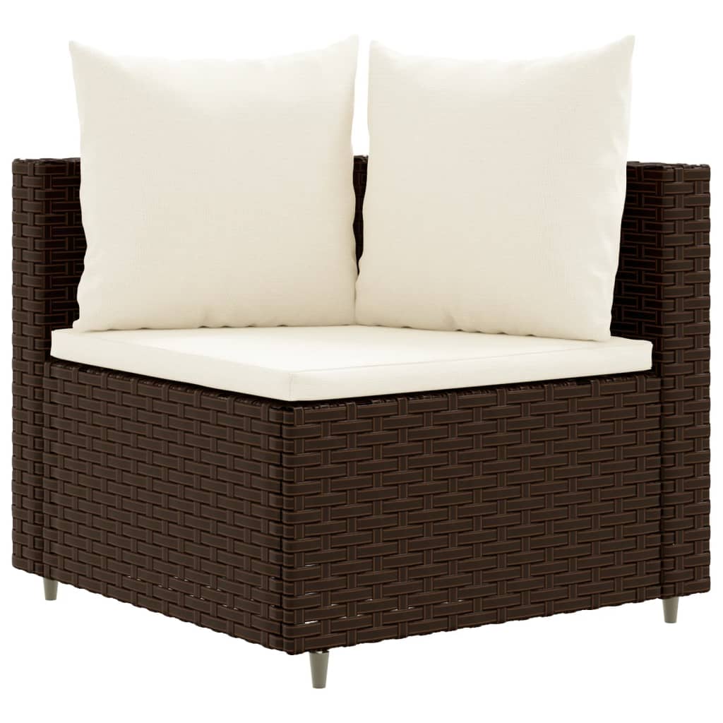 4-delige Loungeset met kussens poly rattan bruin
