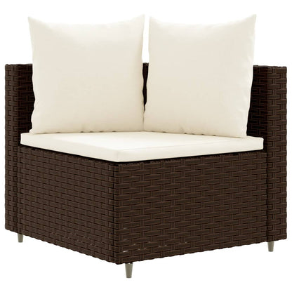 4-delige Loungeset met kussens poly rattan bruin