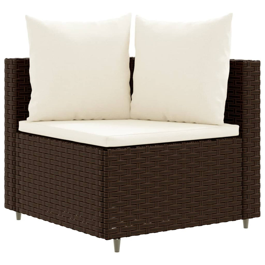 4-delige Loungeset met kussens poly rattan bruin