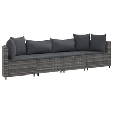 4-delige Loungeset met kussens poly rattan grijs
