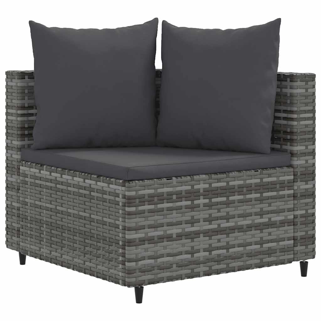 4-delige Loungeset met kussens poly rattan grijs