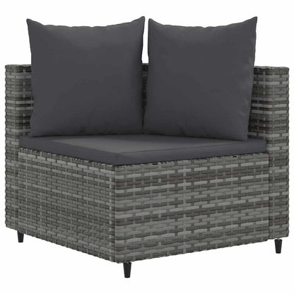 4-delige Loungeset met kussens poly rattan grijs