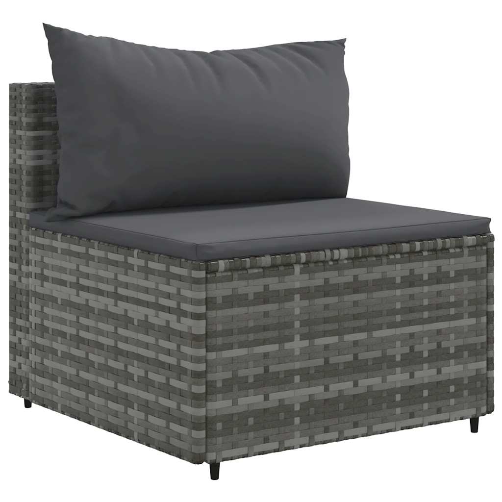 4-delige Loungeset met kussens poly rattan grijs