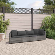 Loungeset 4-delig poly rattan grijs