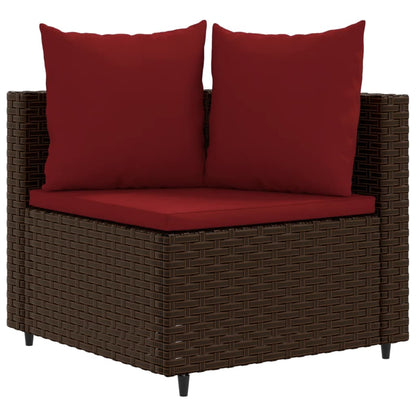 4-delige Loungeset met kussens poly rattan bruin
