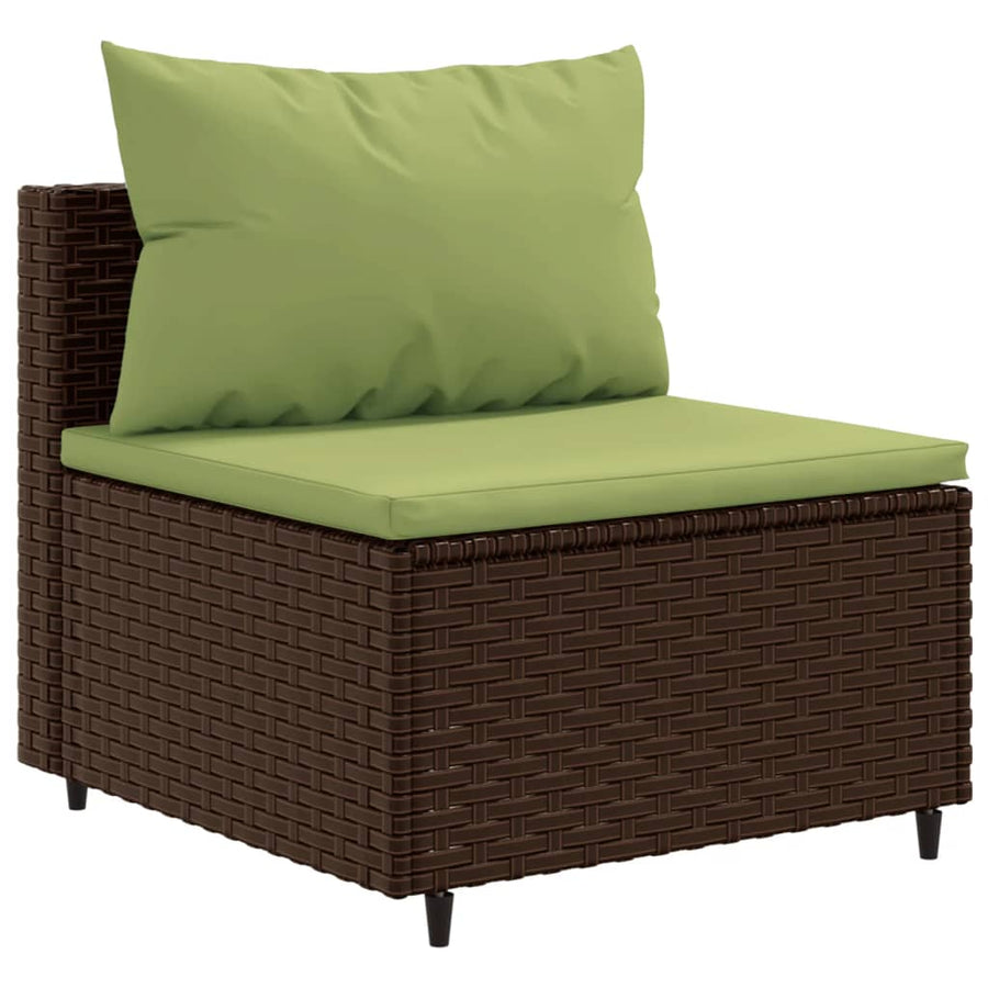 4-delige Loungeset met kussens poly rattan bruin
