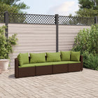 4-delige Loungeset met kussens poly rattan bruin