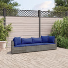 4-delige Loungeset met kussens poly rattan grijs