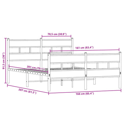 Bedframe zonder matras metaal gerookt eikenkleurig 160x200 cm