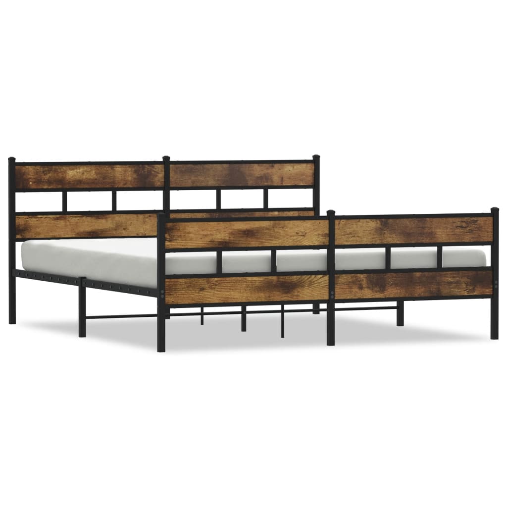 Bedframe zonder matras metaal gerookt eikenkleurig 180x200 cm