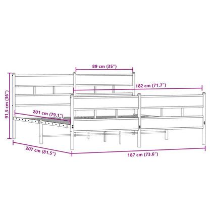 Bedframe zonder matras metaal gerookt eikenkleurig 180x200 cm