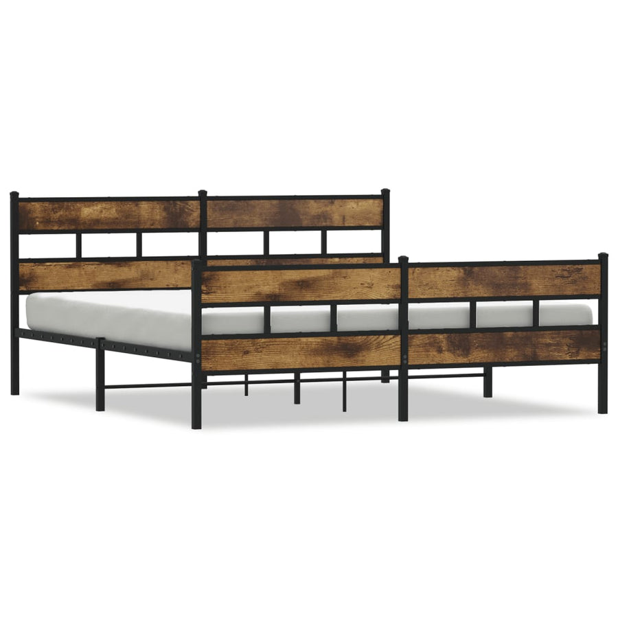 Bedframe zonder matras metaal gerookt eikenkleurig 183x213 cm