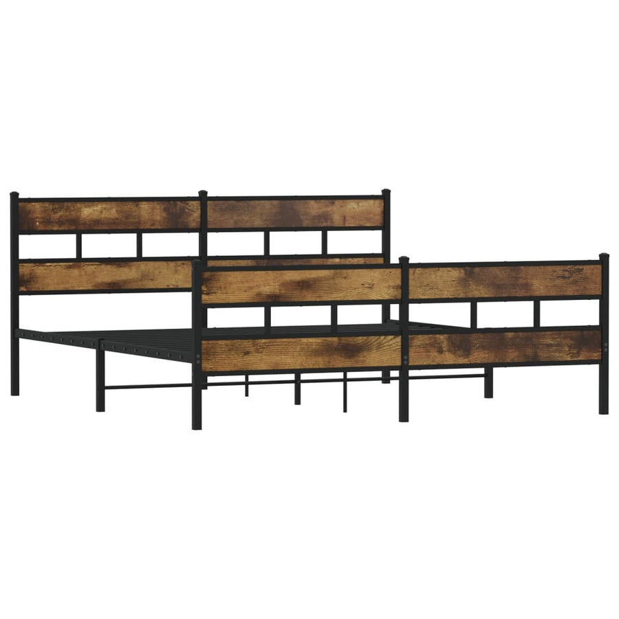 Bedframe zonder matras metaal gerookt eikenkleurig 183x213 cm
