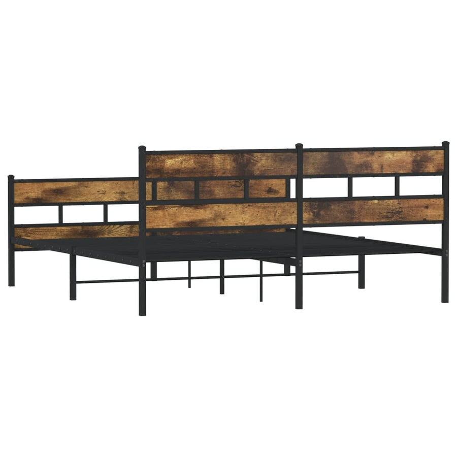 Bedframe zonder matras metaal gerookt eikenkleurig 183x213 cm