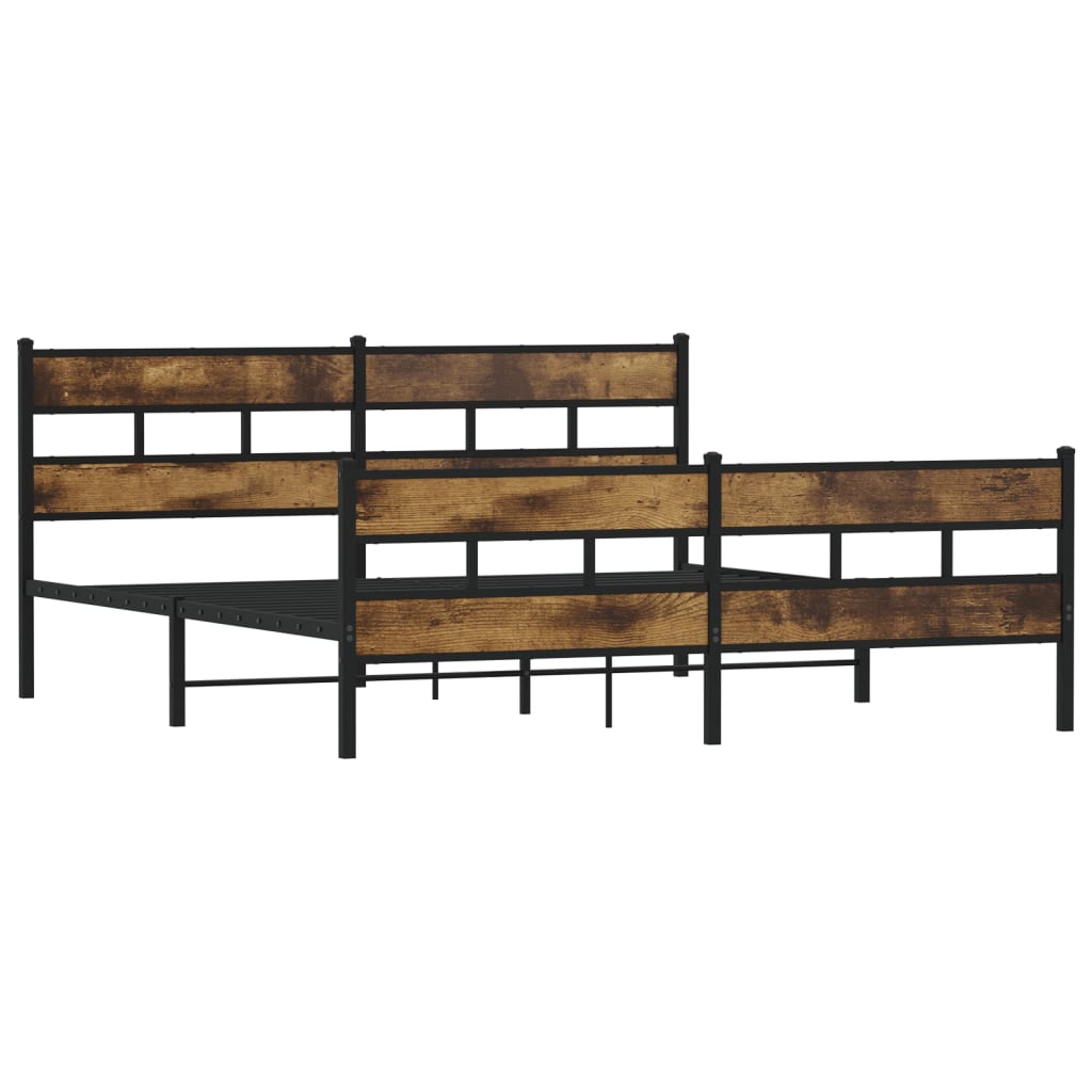 Bedframe zonder matras metaal gerookt eikenkleurig 193x203 cm
