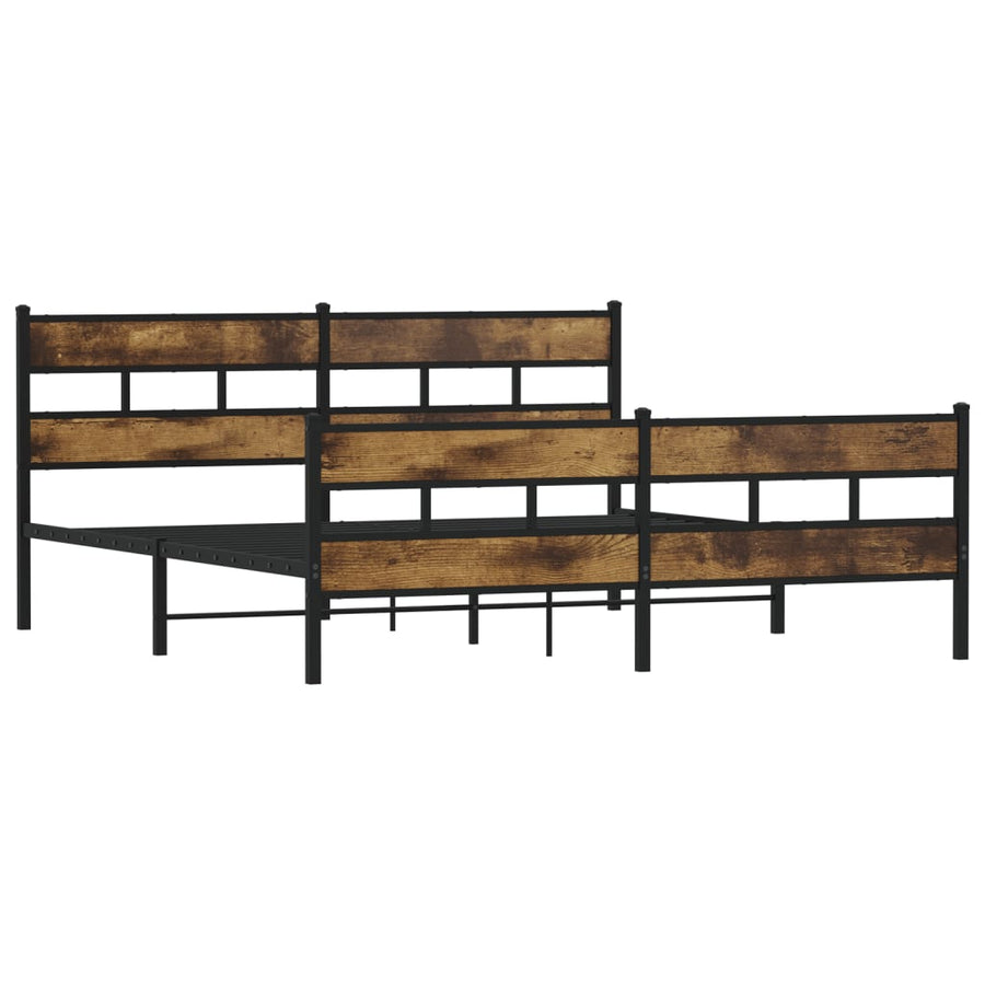 Bedframe zonder matras metaal gerookt eikenkleurig 193x203 cm