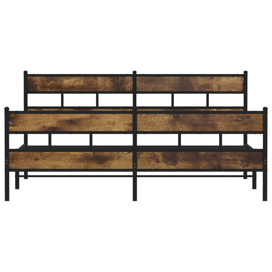 Bedframe zonder matras metaal gerookt eikenkleurig 193x203 cm