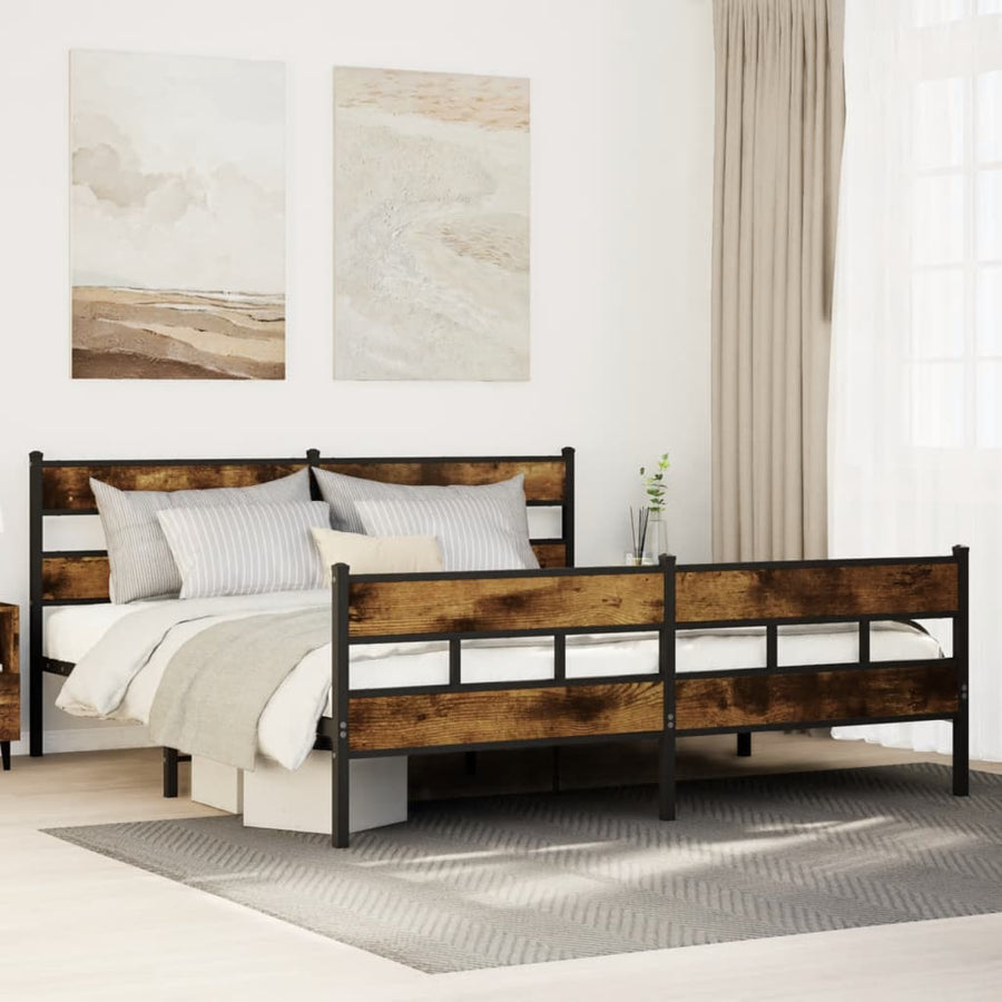 Bedframe zonder matras metaal gerookt eikenkleurig 200x200 cm