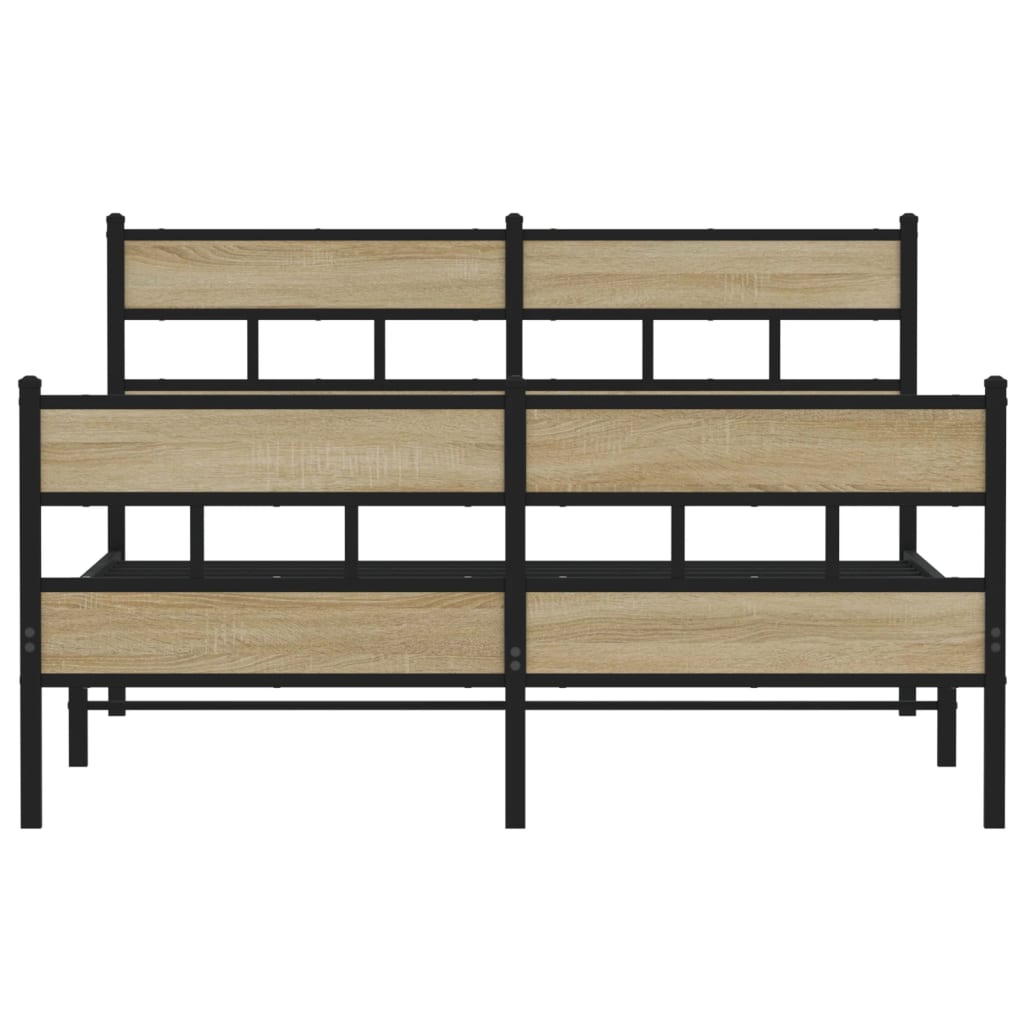 Bedframe zonder matras metaal sonoma eikenkleurig 150x200 cm