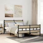 Bed frame without mattress metal Sonoma oak-coloured 150x200 cm