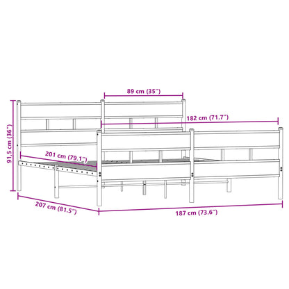 Bedframe zonder matras metaal sonoma eikenkleurig 180x200 cm