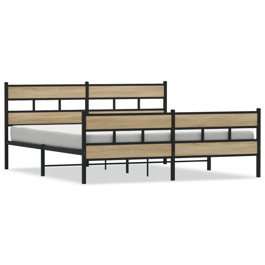 Bedframe zonder matras metaal sonoma eikenkleurig 183x213 cm