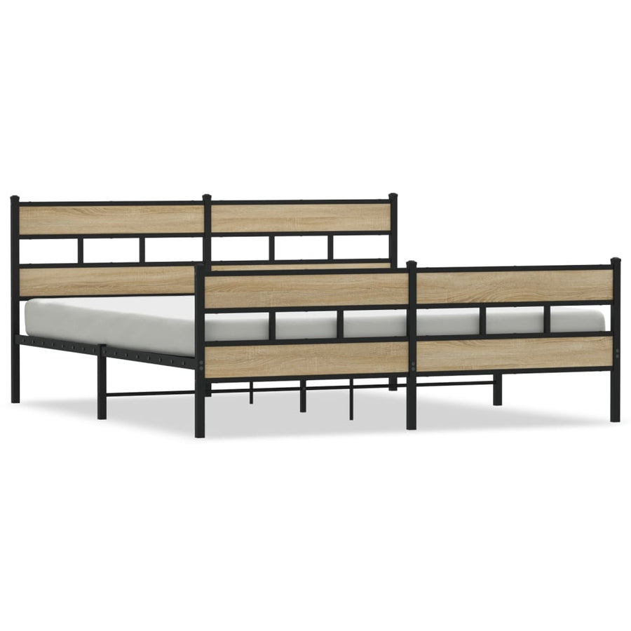 Bedframe zonder matras metaal sonoma eikenkleurig 193x203 cm