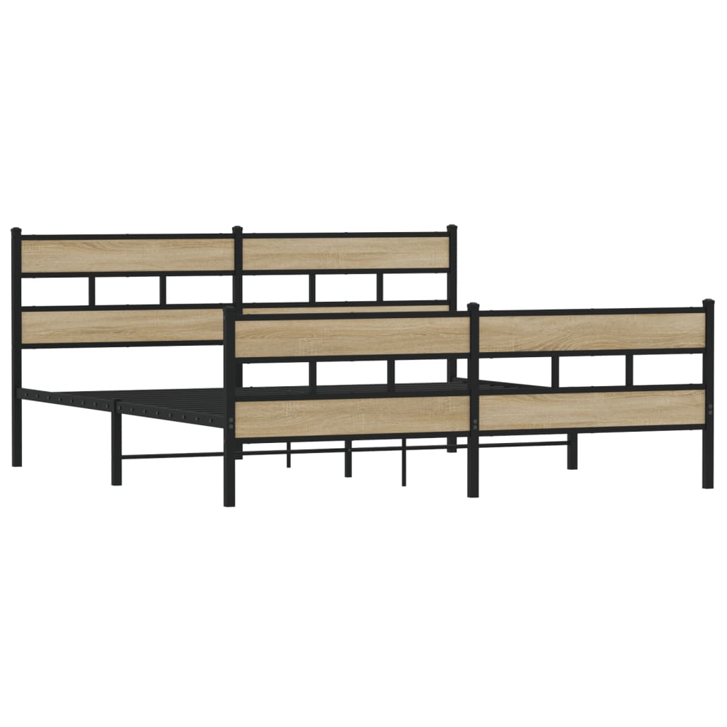 Bedframe zonder matras metaal sonoma eikenkleur 200x200 cm