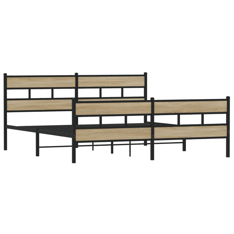 Bedframe zonder matras metaal sonoma eikenkleur 200x200 cm
