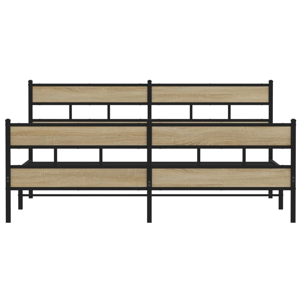 Bedframe zonder matras metaal sonoma eikenkleur 200x200 cm