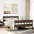 Bed frame without mattress metal brown oak-coloured 150x200 cm