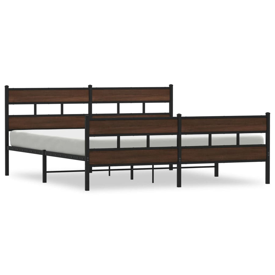Bedframe zonder matras metaal bruin eikenkleur 183x213 cm
