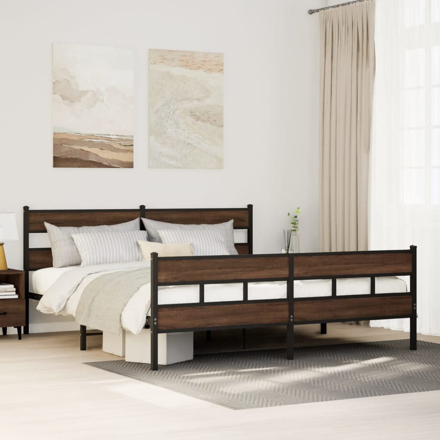 Bedframe zonder matras metaal bruin eikenkleur 183x213 cm