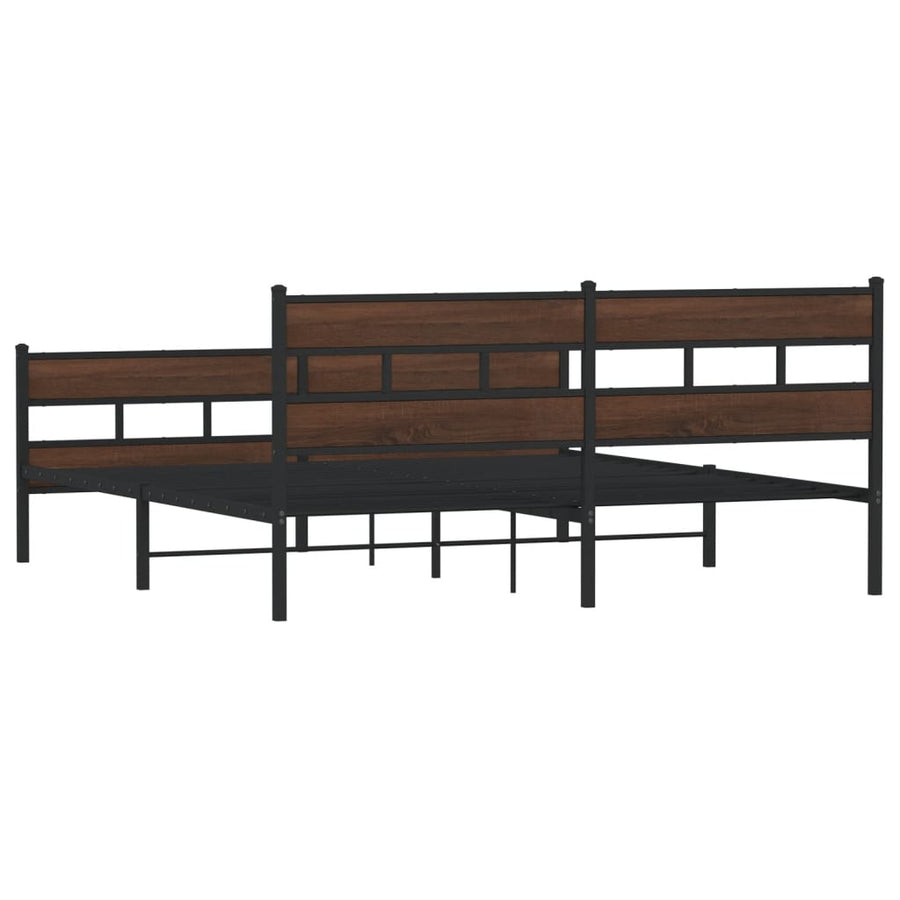 Bedframe zonder matras metaal bruin eikenkleur 193x203 cm