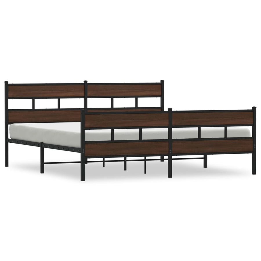 Bedframe zonder matras metaal bruin eikenkleurig 200x200 cm