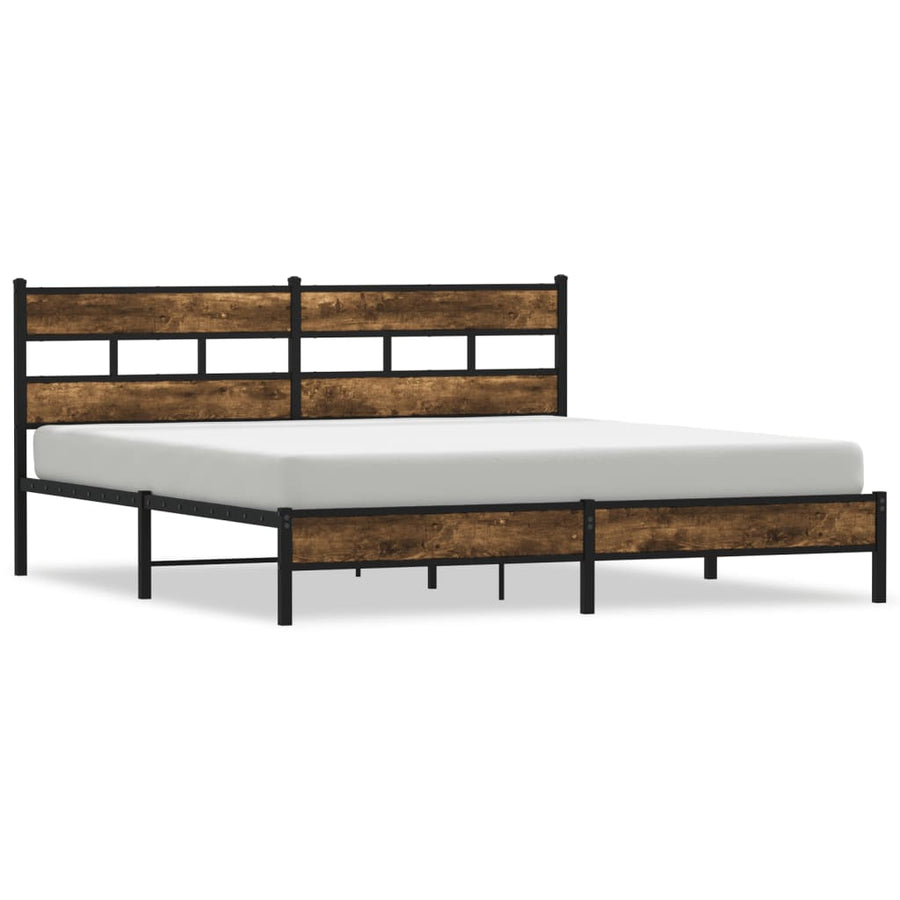 Bedframe zonder matras metaal gerookt eikenkleurig 183x213 cm